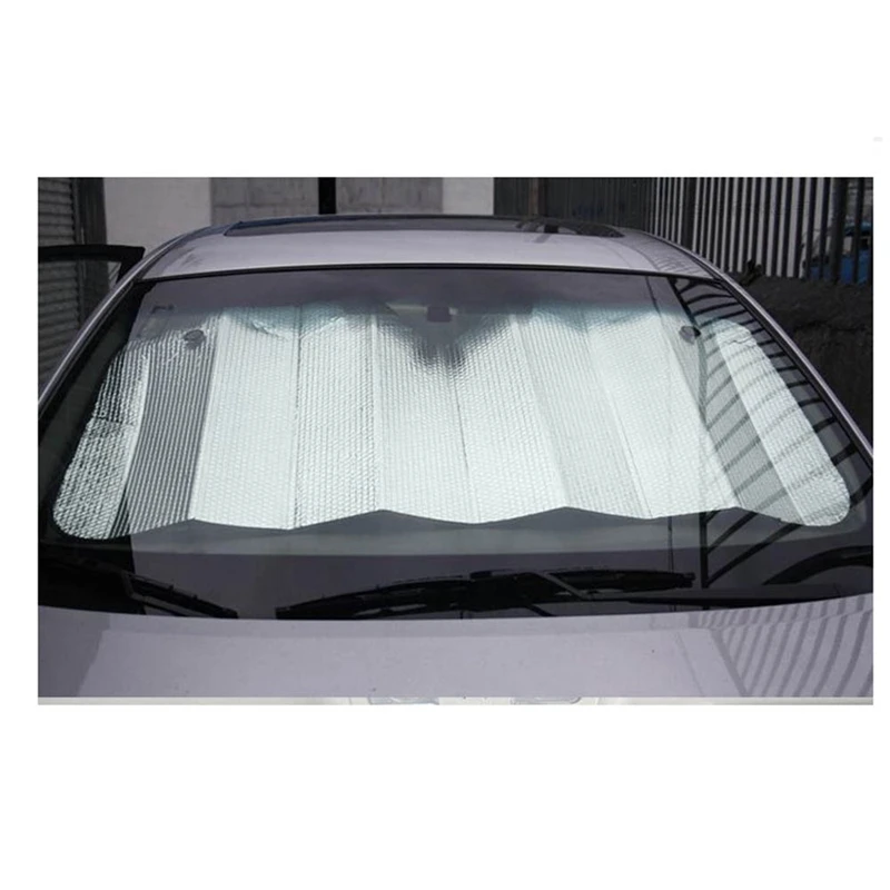 

Car Collapsible Windshield Sunshade Front And Rear Window Sun Shade Silver 140*70Cm