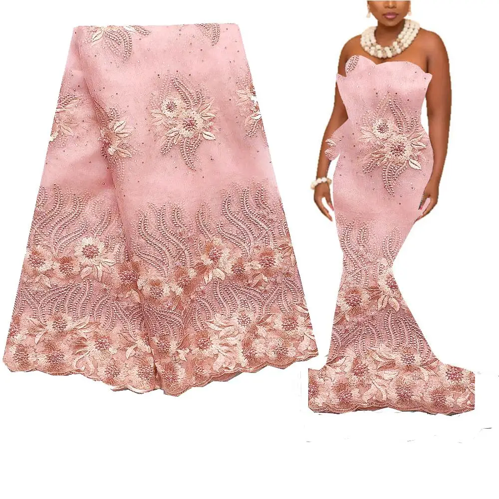 Королевский синий бисером африканская кружевная ткань 2020 Высокая качественная