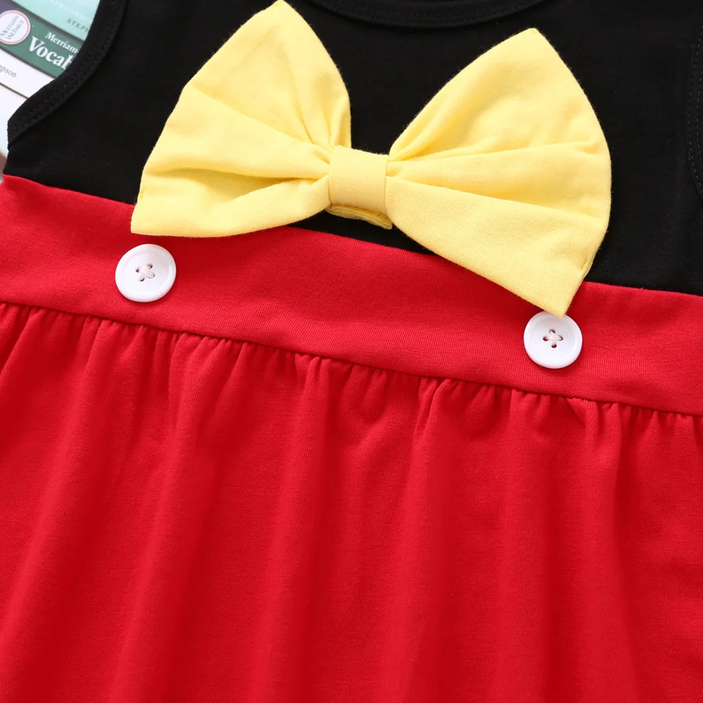 

Baby Dress 1 year princess girl clothes abbigliamento bambina ropa vests bebe summer 2021 Bownot Sleeveless Patchwork