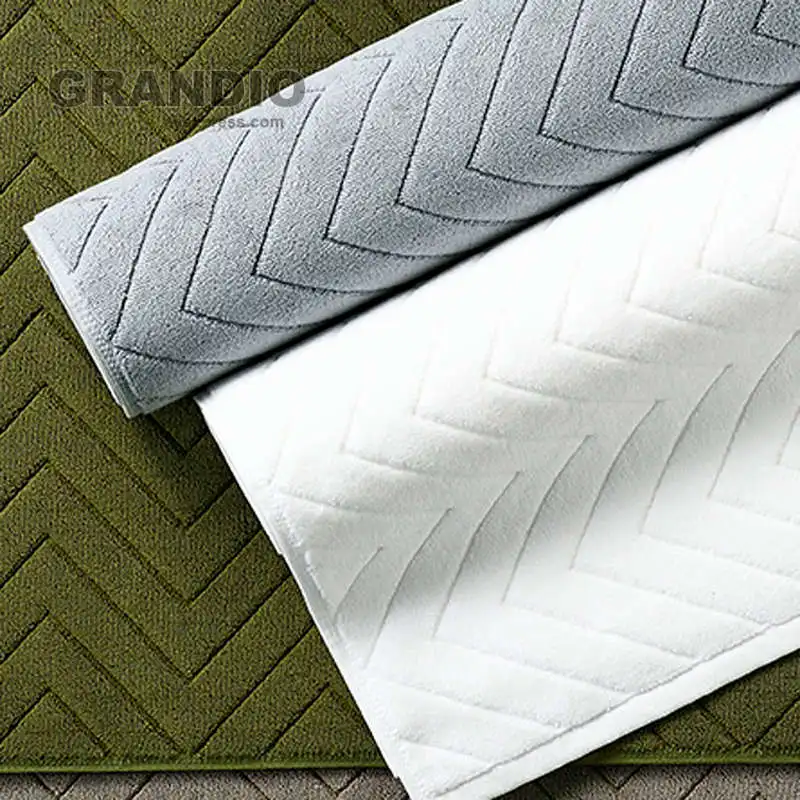 Хлопковый коврик для ванной 45x75 см белый зеленый серый хаки геометрический