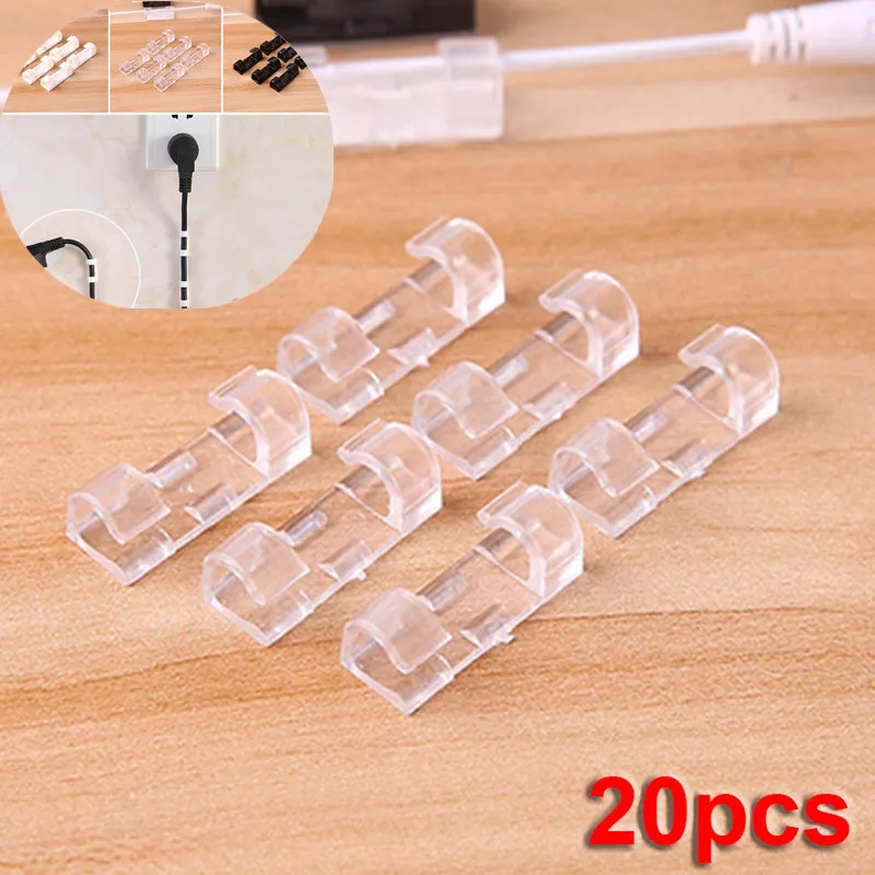 

20Pcs Cable Clips Self Stick Wire Organizer Line Buckle Clips Clamp Table Wall Fixer Fastener Holder Data Telephone Line Winder