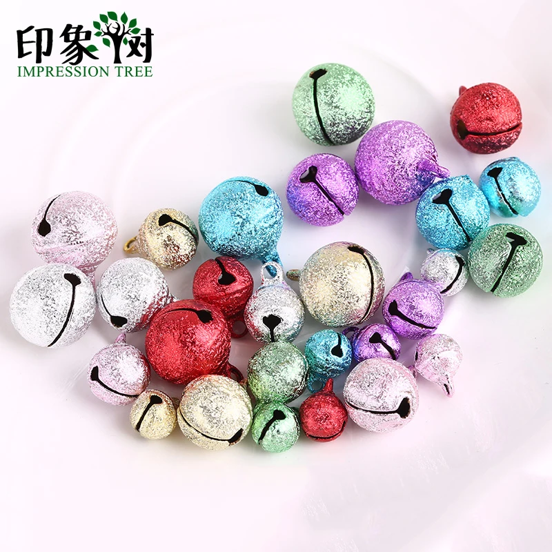 

10Pcs 8/10/12/14mm Frosted Colors Iron Jingle Bells Christmas Tree Ornaments Decorations for DIY Jewelry Accessories Making 520