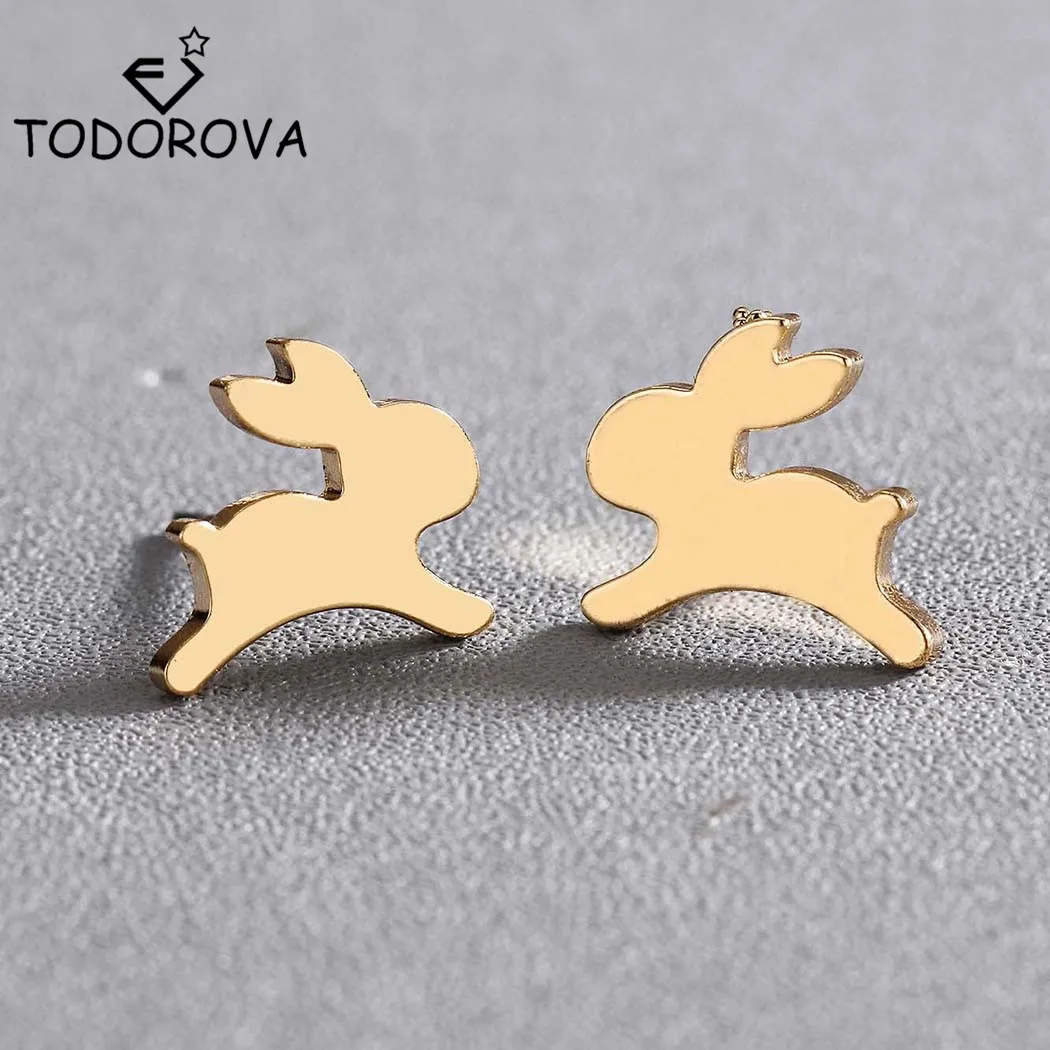 Todorova серьги гвоздики в виде зайчика кролика для детей животных ювелирные изделия
