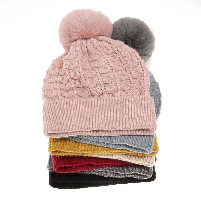 Женская зимняя трикотажная шапка FOXMOTHER черная розовая серая желтая|Женские Skullies