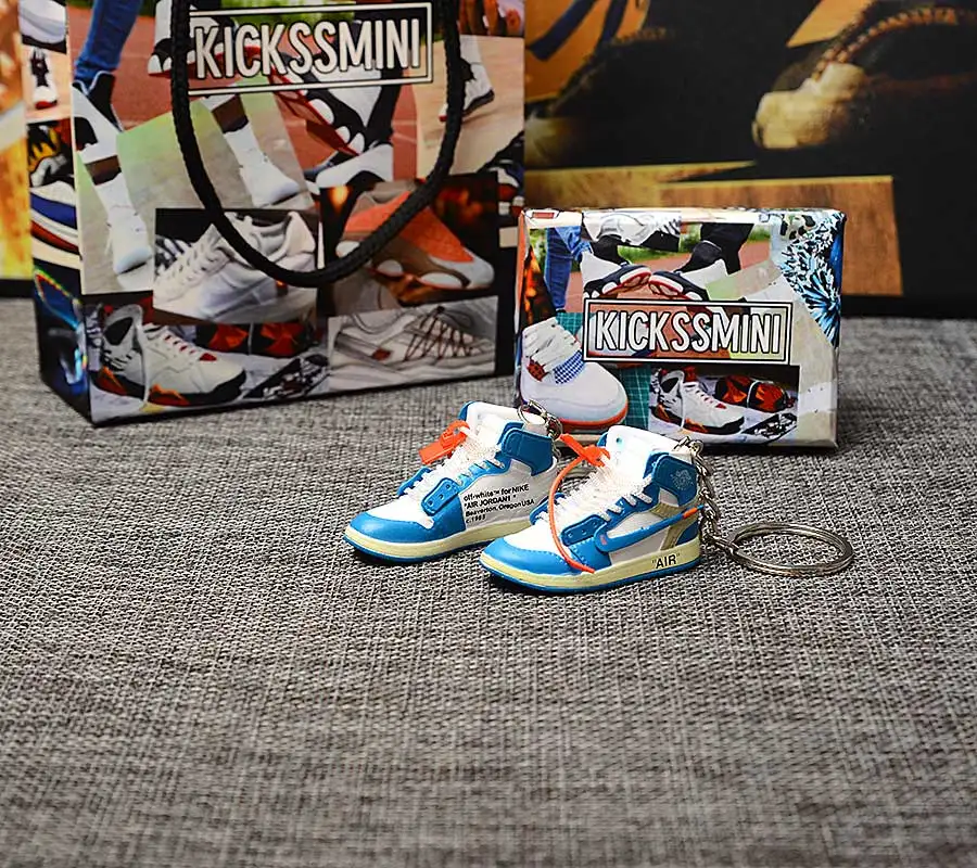 a pair w metal ring Персональный DIY Jordan Generation AIR JORDAN 1 chicago 3D кроссовок фигурный брелок сумка Подвеска парный брелок - Цвет: a pair w metal ring