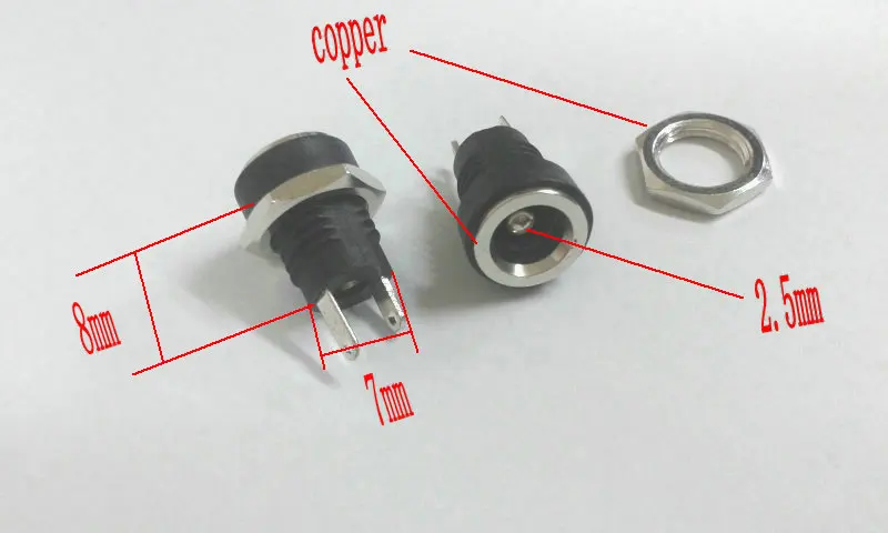 

1000PCS lot Copper 5.5mm x 2.5mm DC Power Jack Socket Female Panel Mount plug 3A
