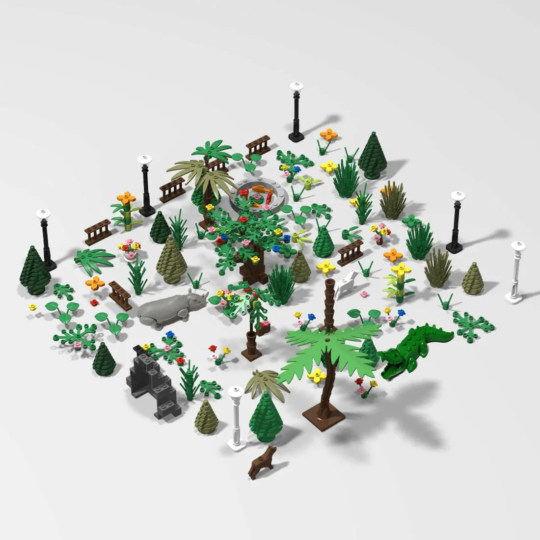 

282Pcs DIY Wildlife Park Scene Building Blocks Small Particle Building Kit Bricks Toy Block assembly Educational toy kids gifts