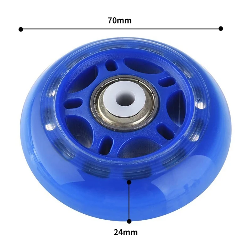 

8Pcs 70MM Flashing Roller Skates Wheel Inline LED Sliding Skating Wheel Magnet Core Bearing PU Wheel