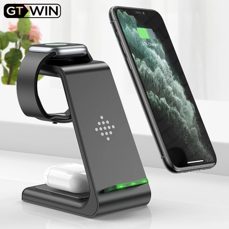 Беспроводное зарядное устройство GTWIN QI 10 Вт быстрая зарядка 3 в 1 для Iphone Samsung док