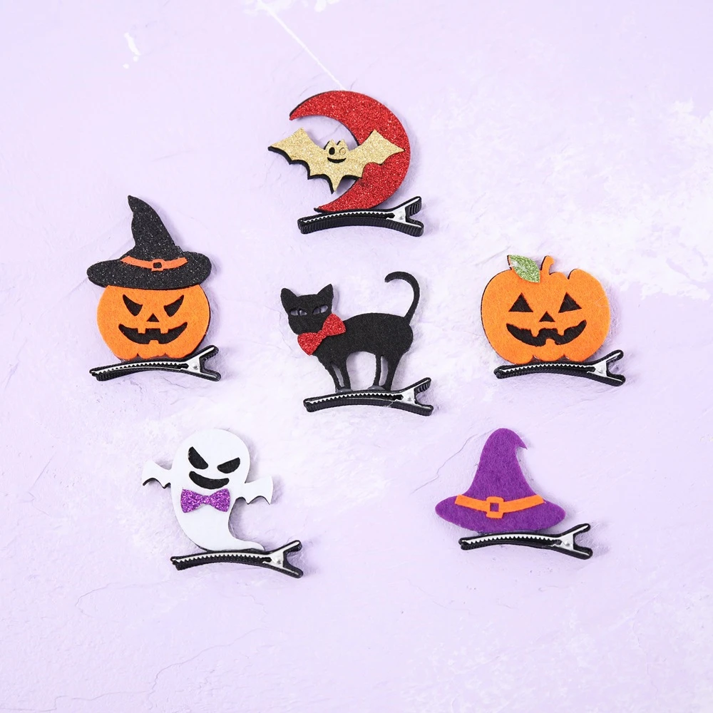 

10 Pcs Halloween Party Dress Up Children Hair Clip Bat Pumpkin Skull Headdress