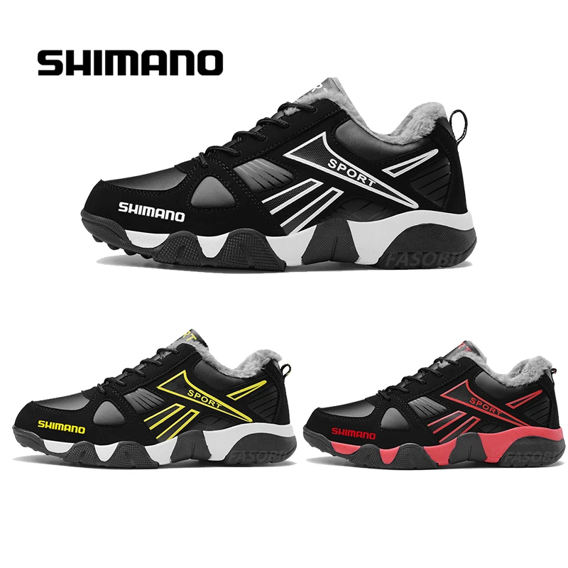 

Shimano 2021 Winter New Cotton Waterproof Anti-skid Fishing Shoes Men's Plus Velvet Sports Shoes Warm Outdoor Shoes Waterproof