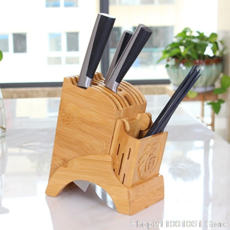 Bamboo Wood Knife Holder Kitchen Supplies Storage Tool Shelf Chopstick Multi-function Rack | Дом и сад