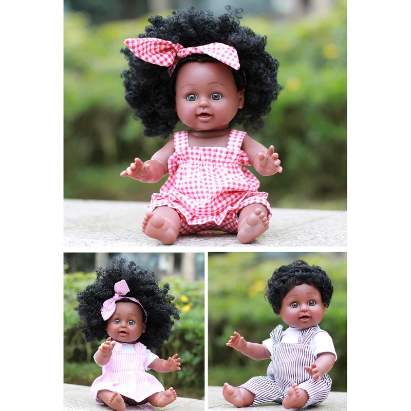 

35cm Black Doll African Girl Princess Lifelike Babies Play Dolls Lifelike Fashion Toy for Kids Birthday Christmas Gift