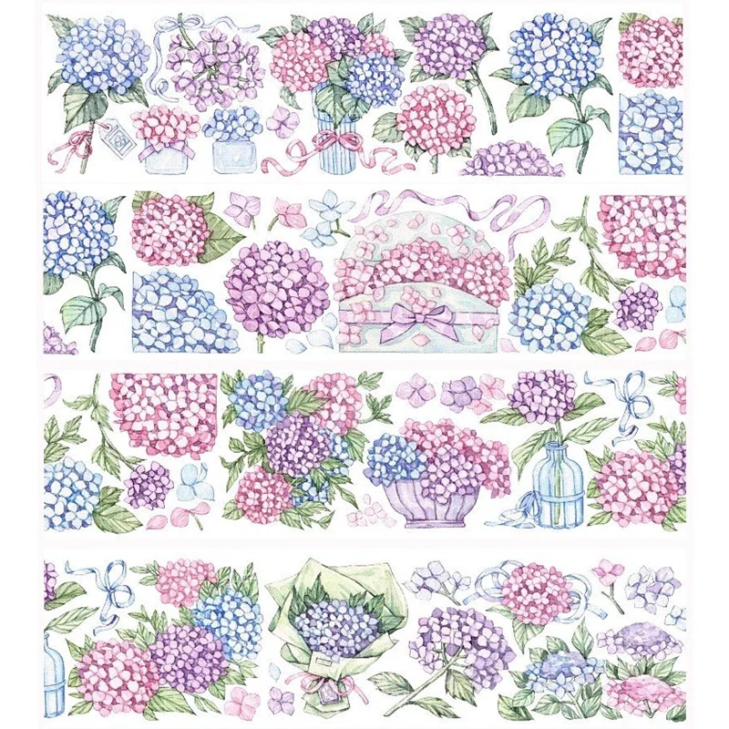1 Loop Color Hydrangea Pet Journal Masking Tape Paper Flower Collage | Канцтовары для офиса и дома