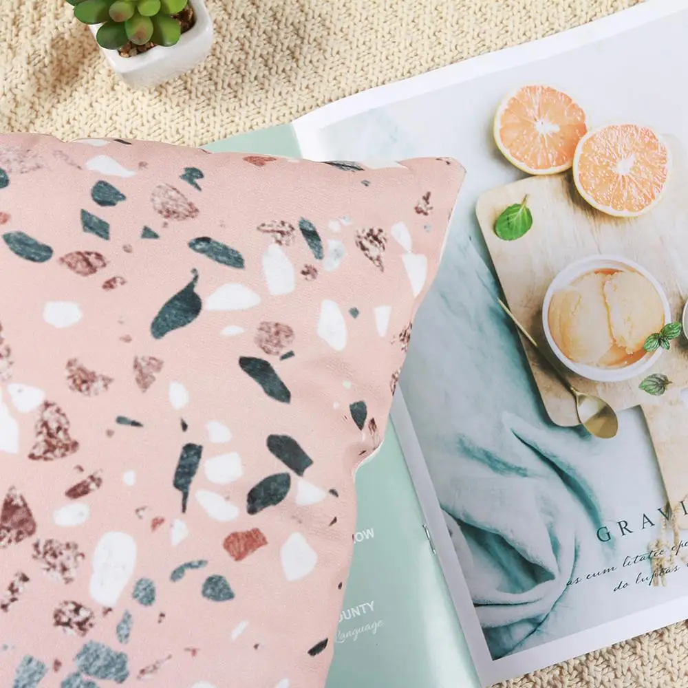 

Pink Rose Gold Cushion Cover Throw Pillow Cover Short Plush Pillow Case Decor Home Decoration for living Room Sofa Bed 45x45cm