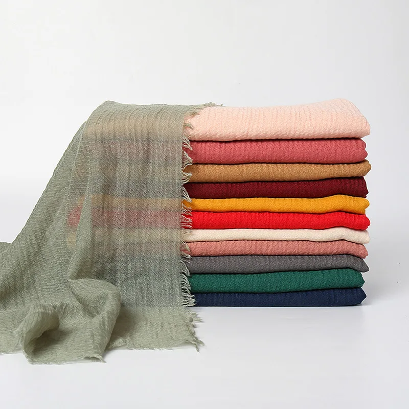

New Long Shawl Wrap Cotton Plain Color Women's Scarf Soft Muslim Headscarf Hijab Turban style Headwrap Female Headscarf 180x80cm