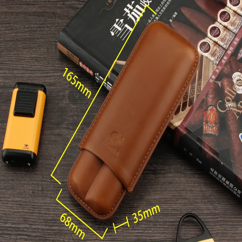 Чехол для сигары COHIBA кожаный чехол с 2 трубками портативные аксессуары сигар