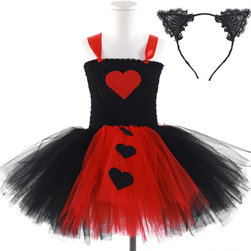 Черное красное платье принцессы для девочек элегантные летние платья с героями