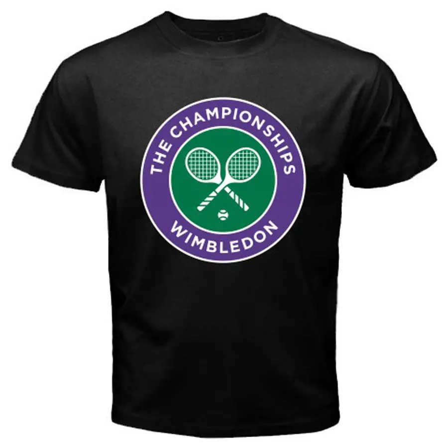 Уимблдон Chempionship Tennis Grand Slam Мужская черная футболка Размеры S до 3XLMale хип хоп