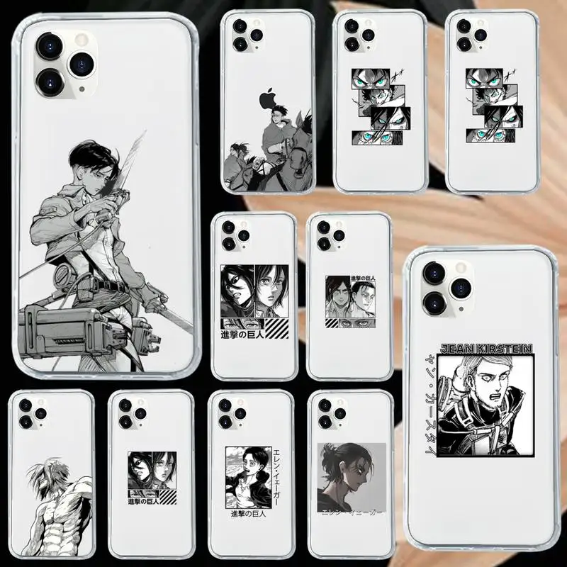 

Attack On Titan Japanese Anime Phone Case Transparent soft For iphone 12 11 13 7 8 6 s plus x xs xr pro max mini