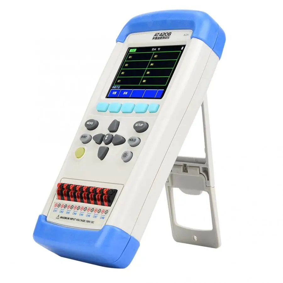 100-240V AT4208 Температура тестер Ручной 8-канальный термометр метр Сенсорный экран |