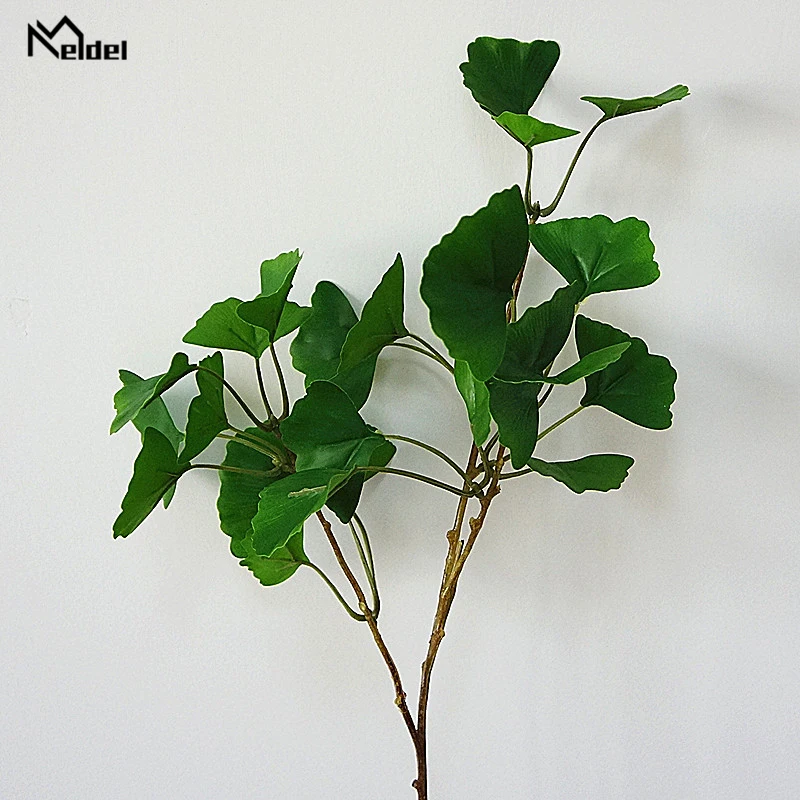 Искусственные листья гинкго Meldel 3 вилки дерево Maidenhair растение ручной работы для