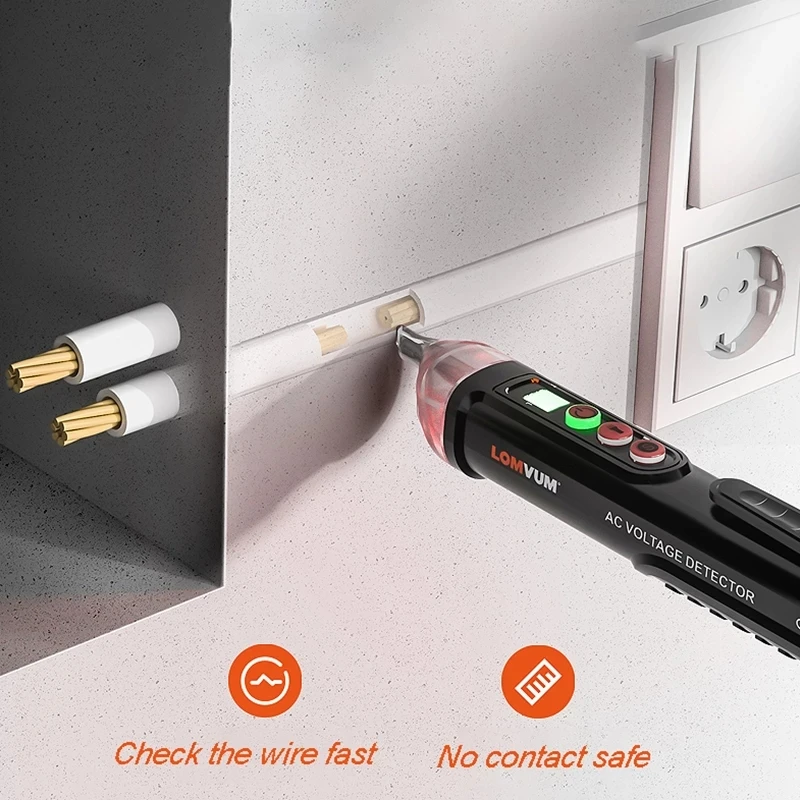 LOMVUM AC Voltage Electric Compact Pen Current Testing Pencil Circuit Breaker Finder 12V/48V-1000V Sensitivity Socket | Инструменты