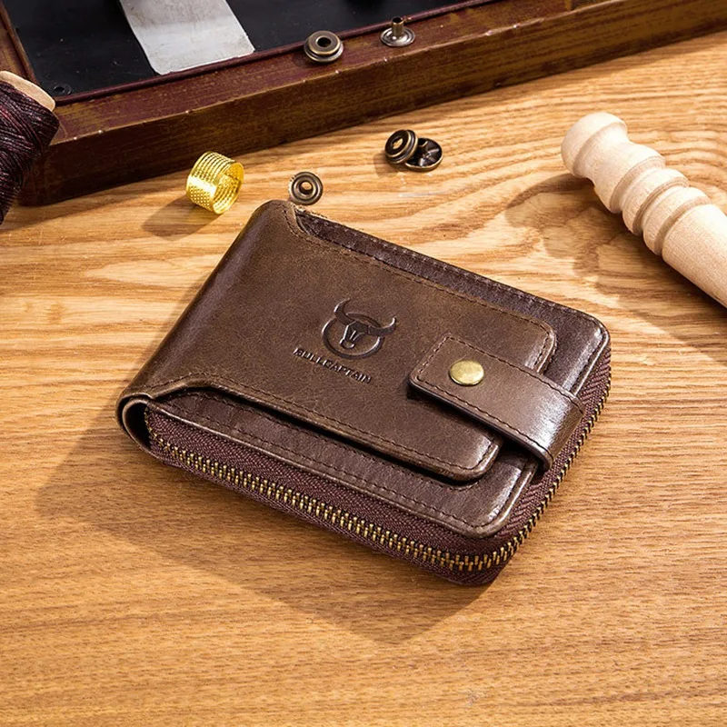 Кошелек Bullcaptain мужской кожаный брендовый бумажник с RFID защитой ультратонкий