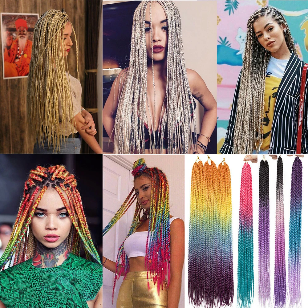 Плетеные синтетические волосы AZQUEEN с эффектом омбре Сенегальские закрученные 24