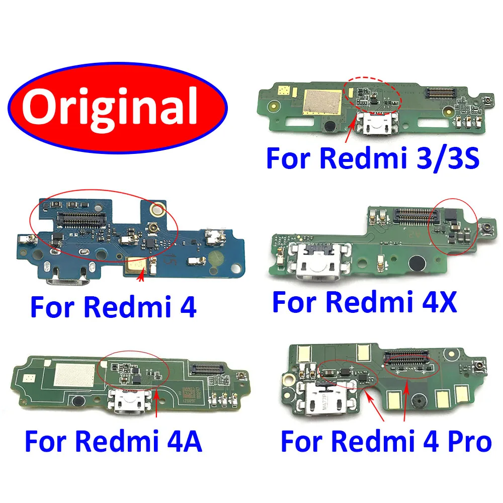 

Original For Xiaomi Redmi 3 3S 4X 4 Pro 5 5A 6 6A Charging Dock Port USB Charger Connector Plug PCB Mic Board Flex Ribbon Cable