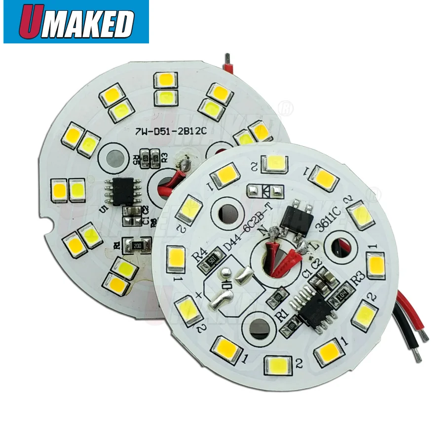 5 Вт 7 ac220v затемнения pcb панель доска светодиодная печатная плата без драйверов со