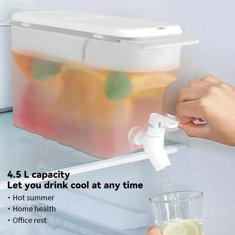 

4.5L Refrigerator Cold Kettle With Faucet Lemon Juice Fruit Teapot Cold Water Jug Bucket Container Kitchen Drinkware Kettle Pot