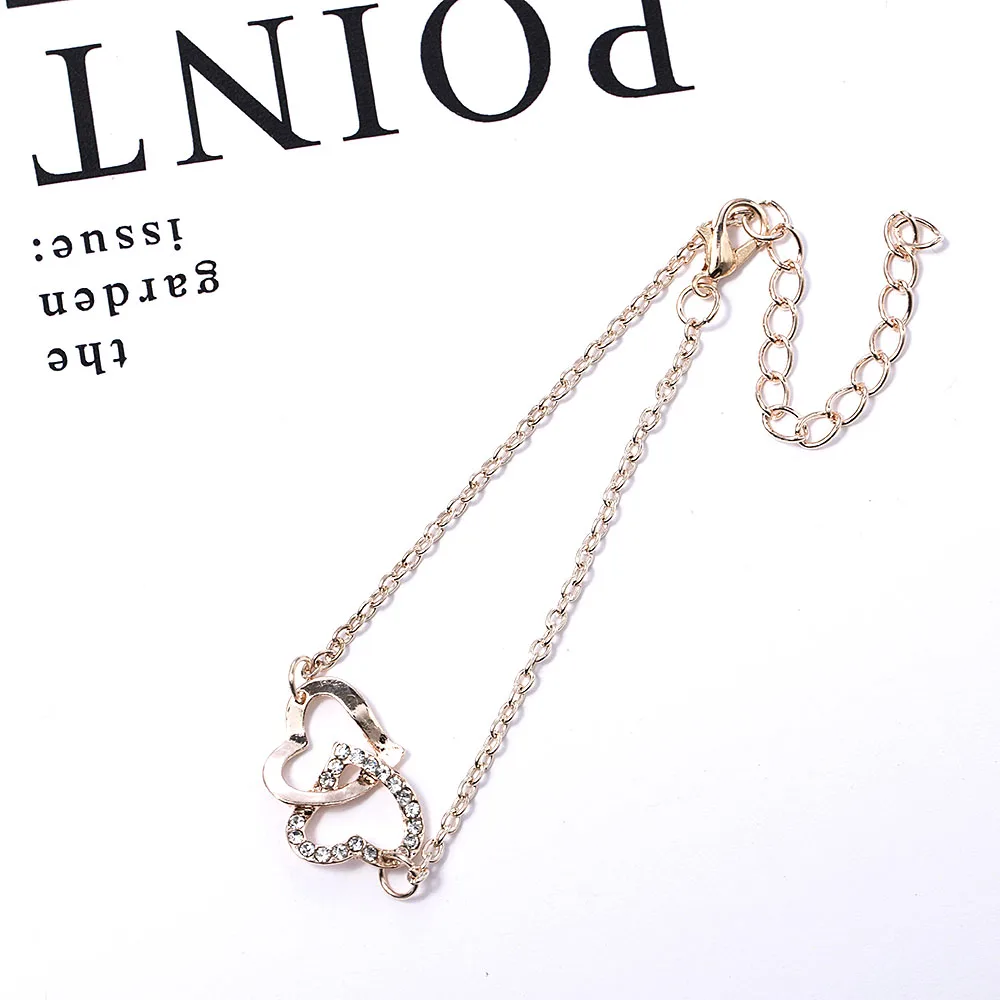 Женский браслет в форме сердца из розового золота Модный Ювелирный Браслет с