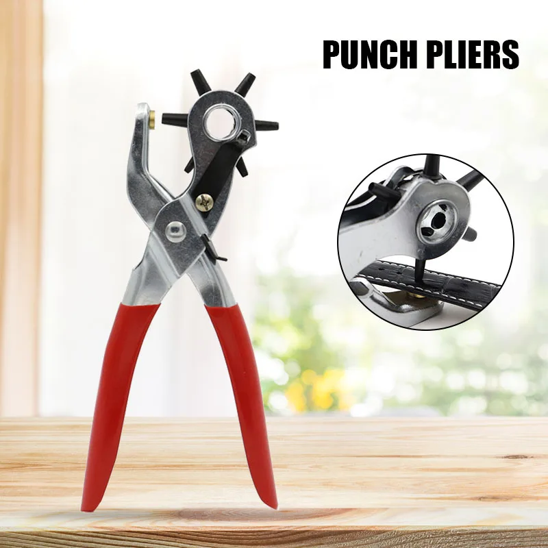 

Newly Leather Hole Punch Tool Belt Hole Heavy Duty Rotary Steel Puncher with 6 Different Drills for DIY Strap Dog Collar