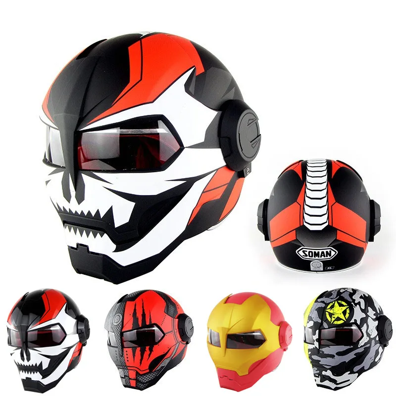 

Full Face Helmet Cool Personalized Casque Flip Up Monster Capacete Retro Robot Style for Iron Man Casco War Machine Helmets Som