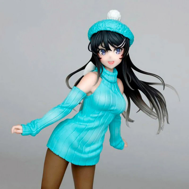 

20cm Original Taito Anime Sexy Girls Aobuta Sakurajima Mai Knit Dress Ver Mai Senpai Pvc Action Figure Model Doll Toys