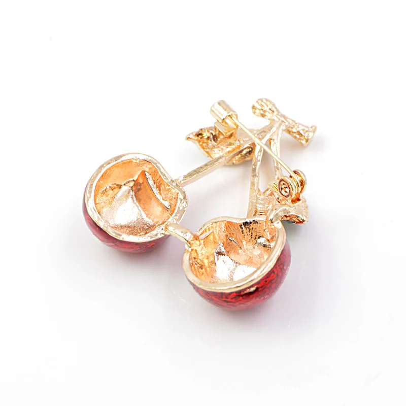 

Young Tulip Red Enamel Cherry Brooches for Women Fruit Style Brooch Pin 2 Colors Available Fashion Jewelry Classic Accessories