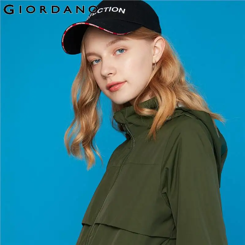 Giordano женская ветровка с капюшоном из натурального хлопка выполнена в нескольких