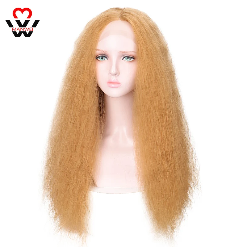 MANWEI волосы синтетические кружевной передний парик 26 дюймов длинный прямой с