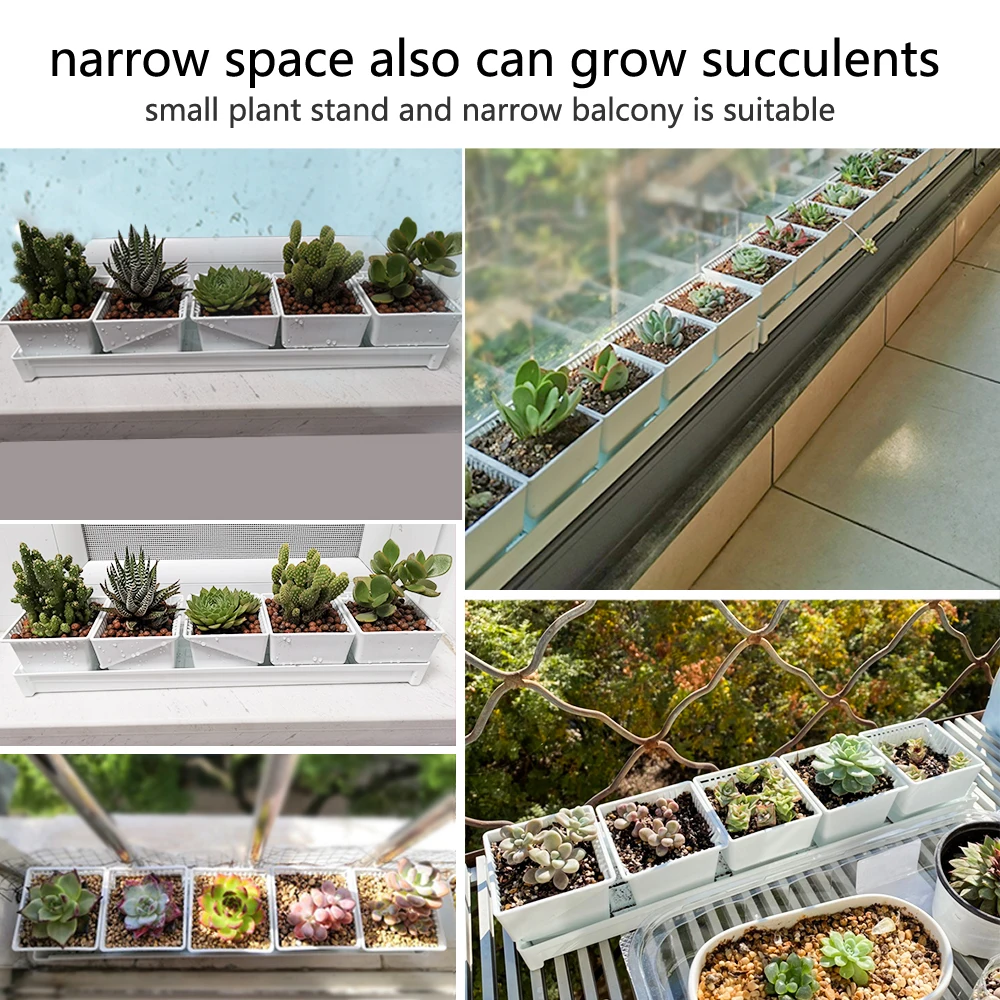 

Meshpot Plastic Succulent Pot Soaking and Drainage Saucer Non-Toxic And Tasteless Rectangular Thick Pallet for Narrow Place