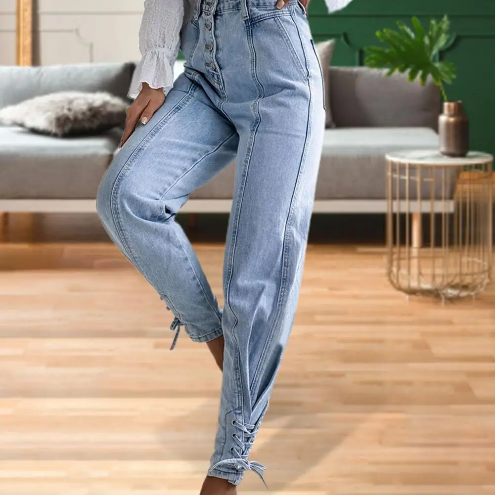 

Джинсовые брюки женские, придающие форму, джинсы-карандаш, бандажные манжеты, джинсовые брюки с высокой талией, женские джинсовые брюки, сво...