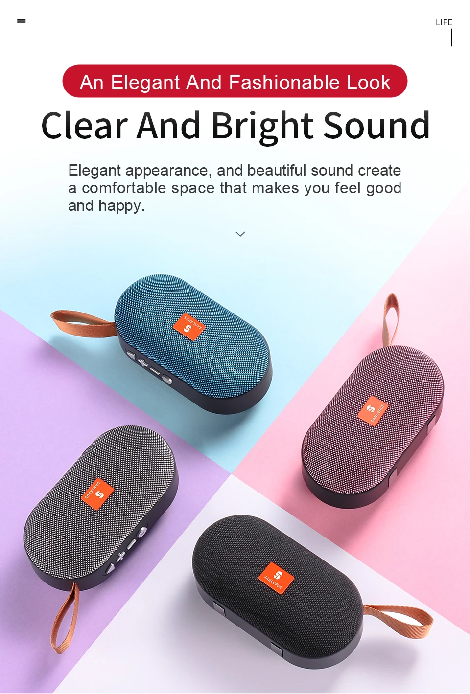 SANLEPUS Мини Bluetooth динамик портативный беспроводной динамик звуковая система 3D стерео музыка объемный Поддержка Bluetooth, TF AUX USB