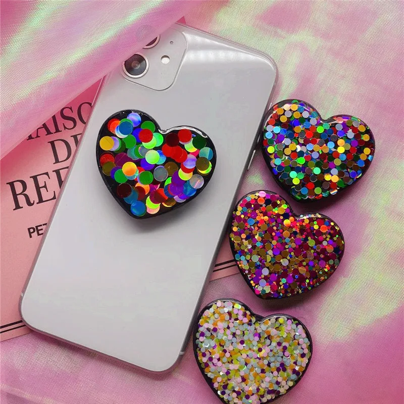 retractable balloon support love cell phone stand glitter and glitter magnetic phone ring cute purse cellphone holder accessorie free global shipping