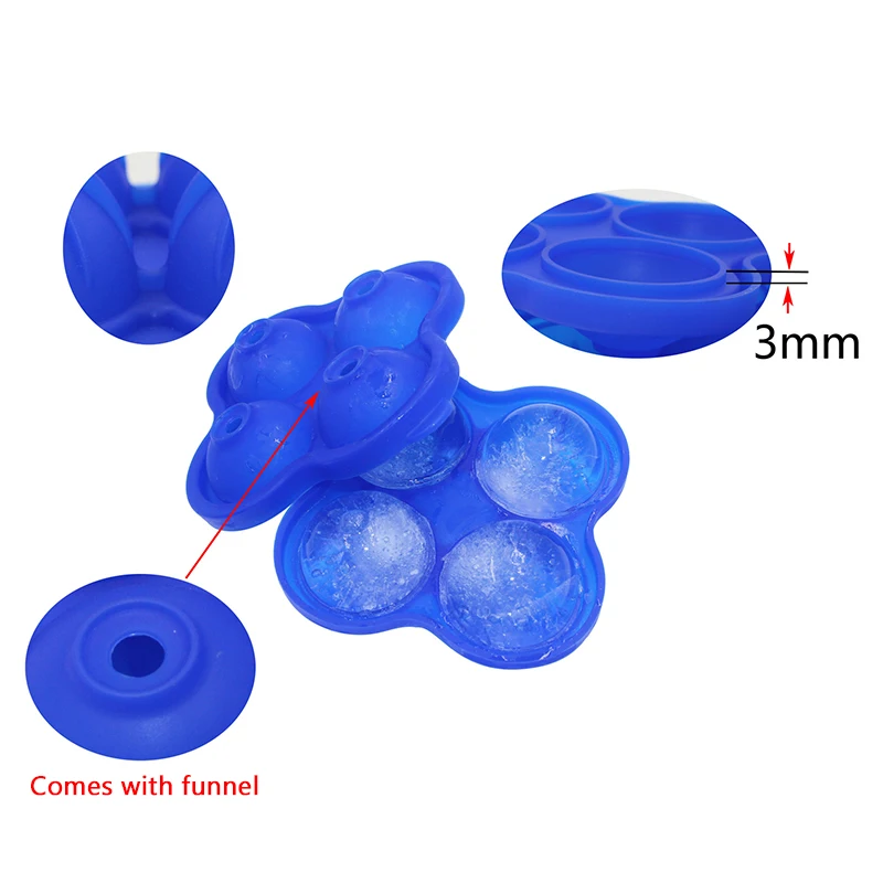 

4 Cavity Ice Cube Maker Mold Sphere Ice Cube Tray Kitchen Tool Silicone Ice Ball Mold Ice Grid Round Ice Ball Whiskey Ice Grid