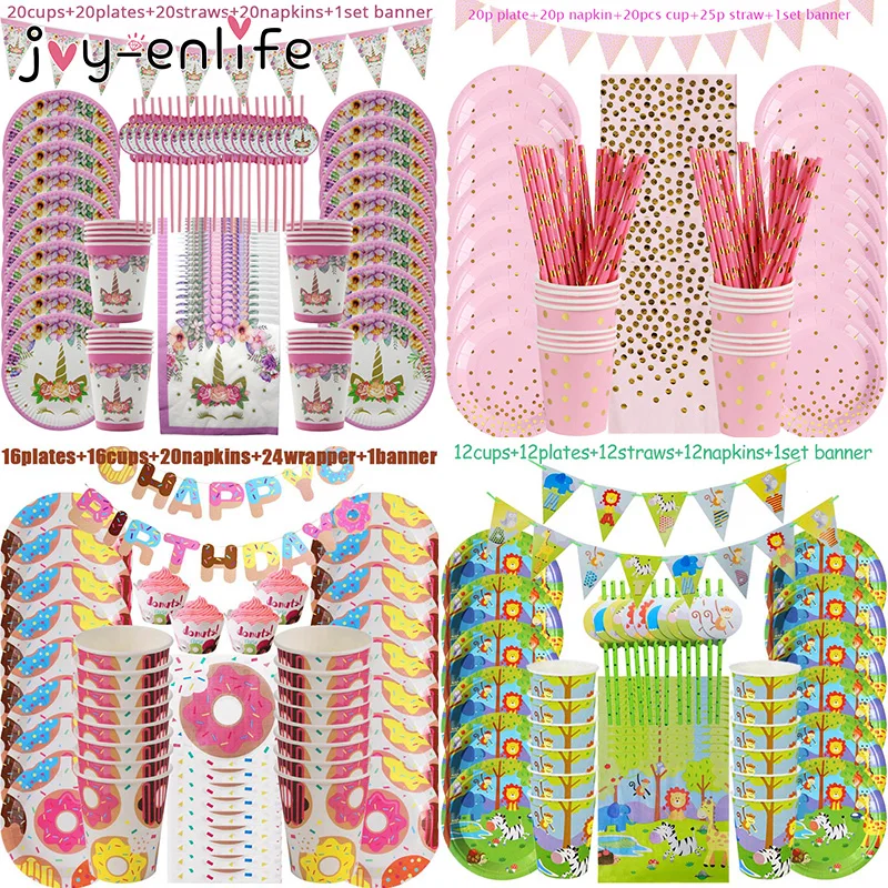 Розовое золото/Розовый Единорог для девочек вечерние украшения стола дня