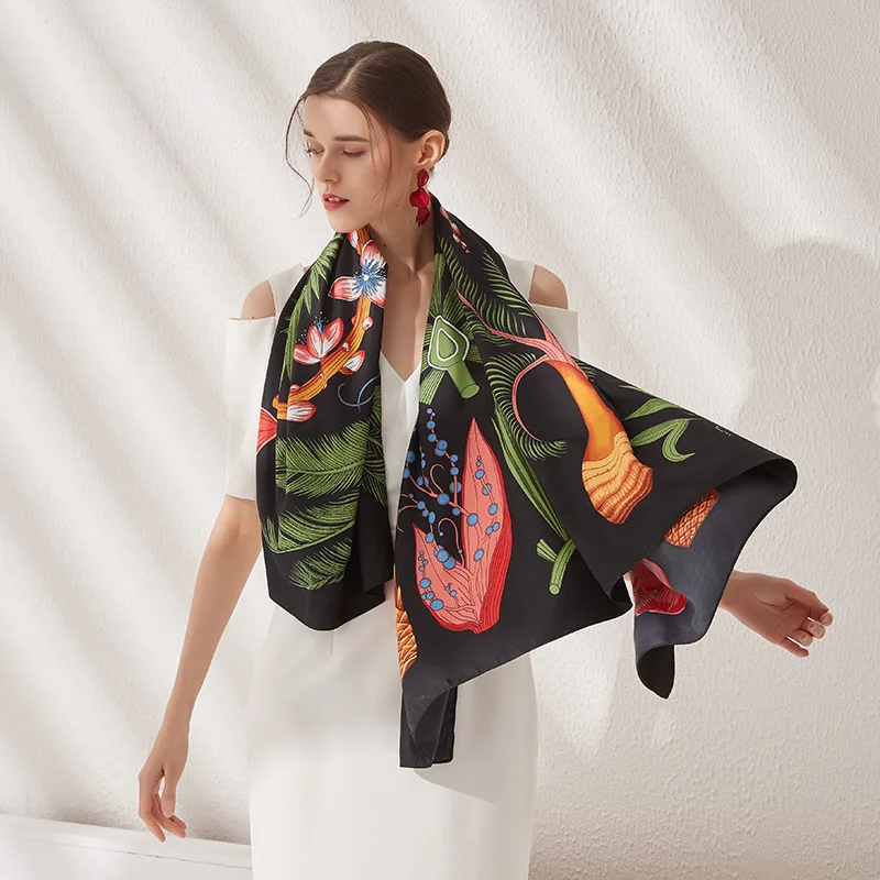 Новый дизайн 2020 брендовые шелковые шарфы летние женские шали и палантины