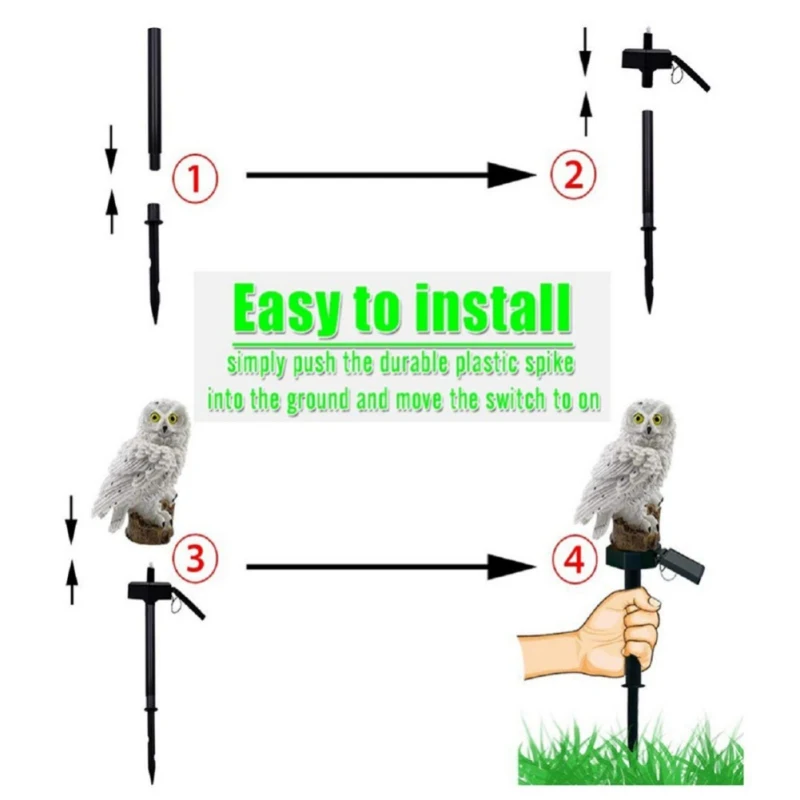 Газонная лампа Yard светодиодный светильник на солнечной батарее с подвеской Сова