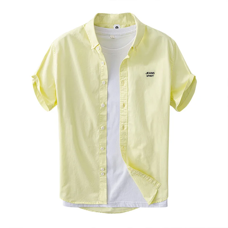 Рубашка мужская с коротким рукавом хлопок 100% Повседневная Базовая одежда