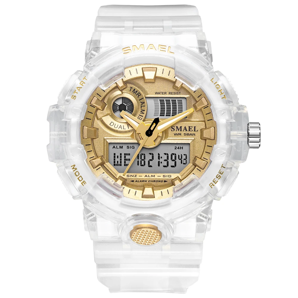 Relogio Masculino 2021 New SMAEL Watch 1642 Fashion White Women's Watches Dual Display Quartz Wristwatches Ladies Reloj Hombre | Наручные
