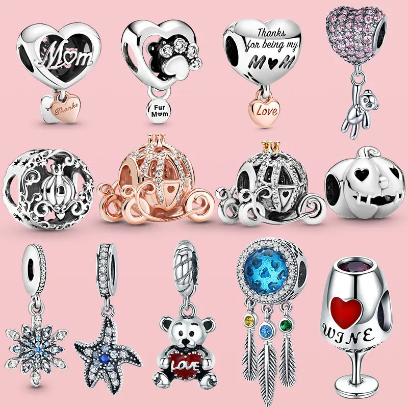 

New Arrival 925 Sterling Silver Pendant Pumpkin Christmas Tree Love Collaer Bead Fit Original Pandora Charm Bracelet Jewelry